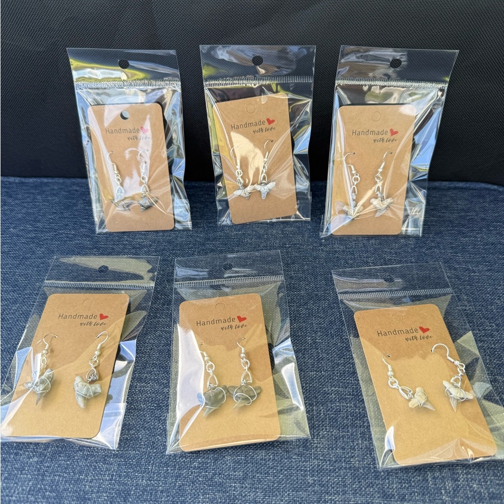 Handmade Shark Tooth Earrings - 100% AUTHENTIC !!